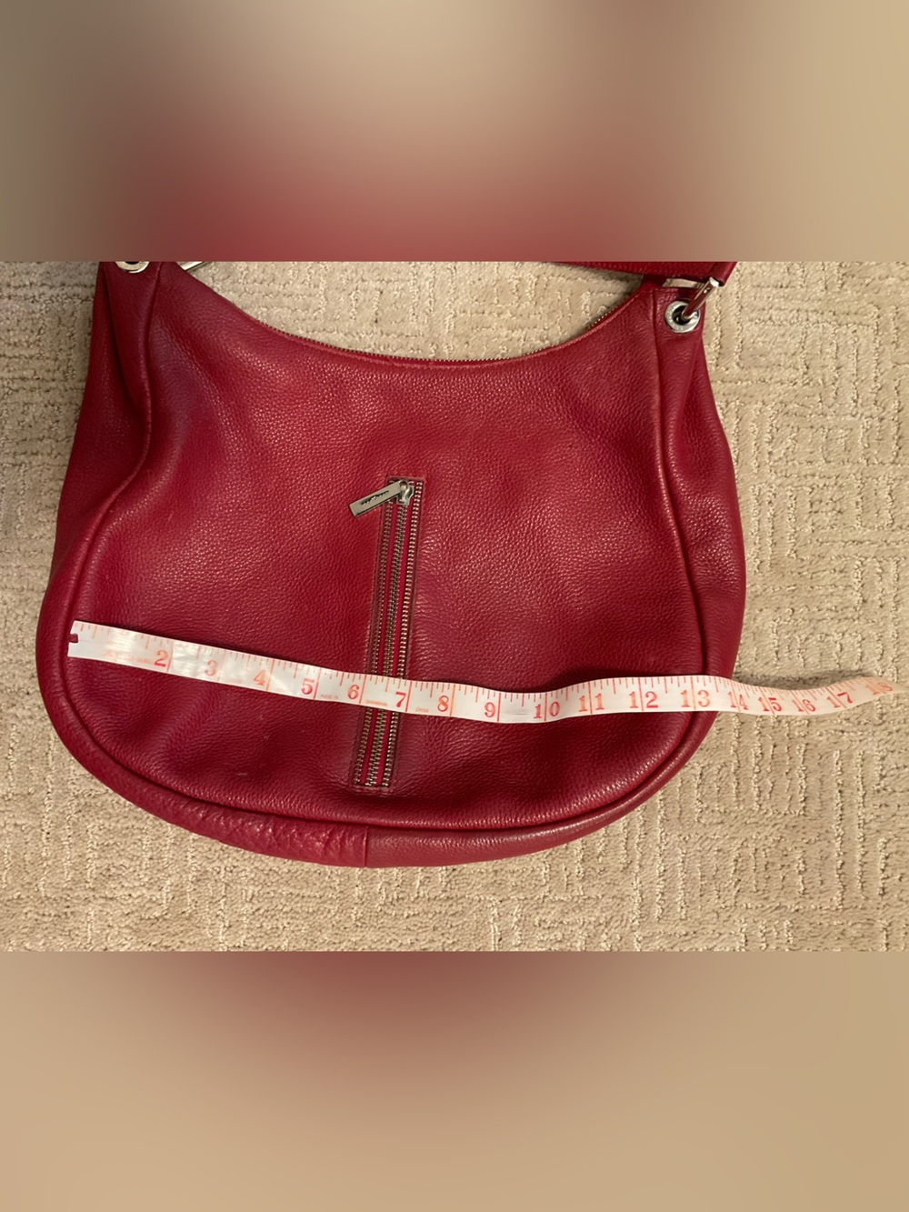 🇫🇷 Vintage Frederic T Paris Red Pebbled Leather Hobo Shoulder Bag Purse - Picture 9 of 11